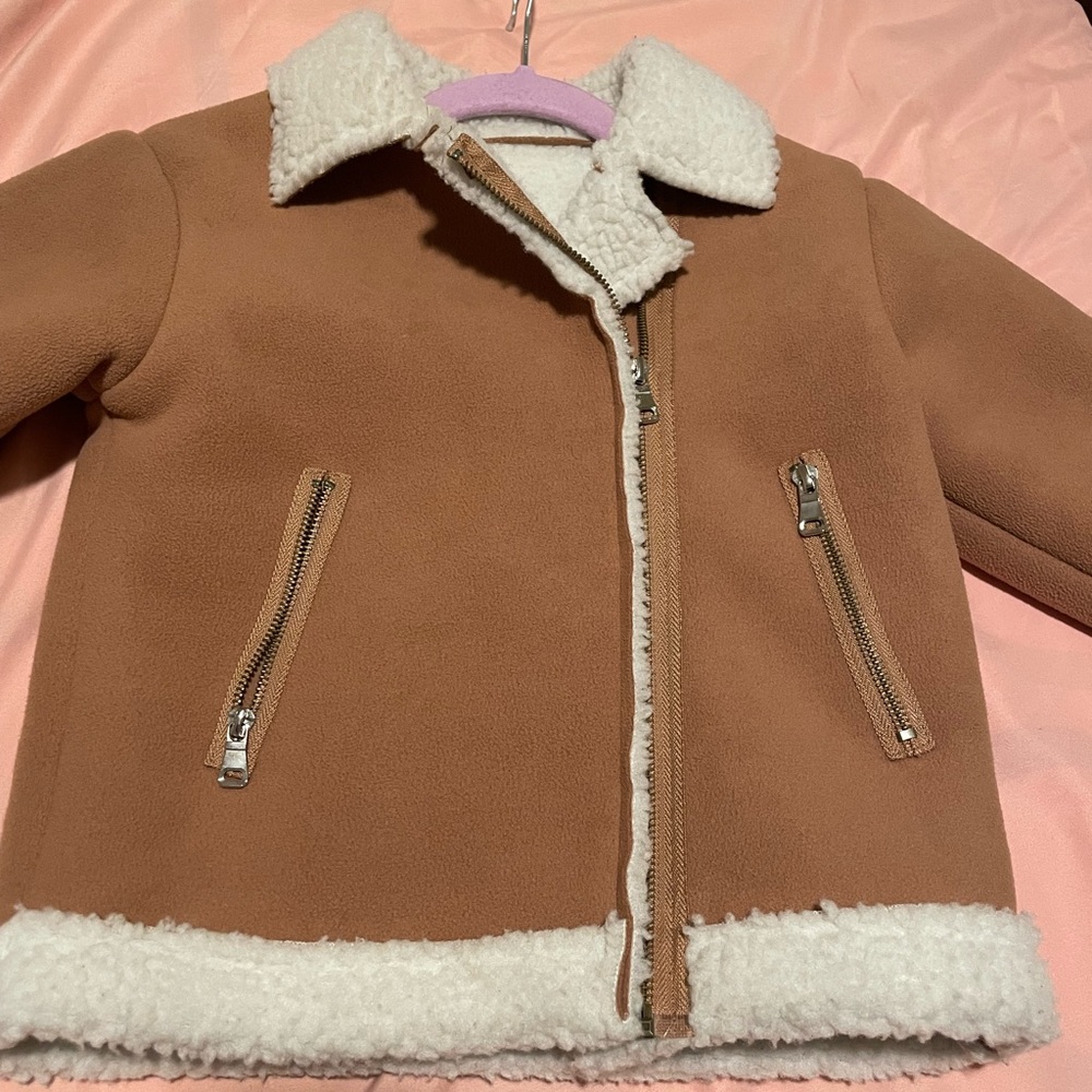 Toddler boys Zip Detail Sherpa Lined Moto Jacket (4-5)